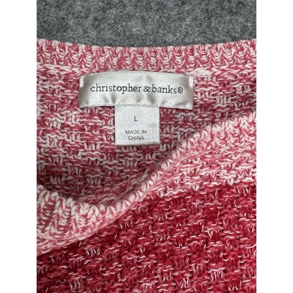 Christopher & Banks Sweater Tri-Color Reds/Pinks Size Large - Picture 6 of 9